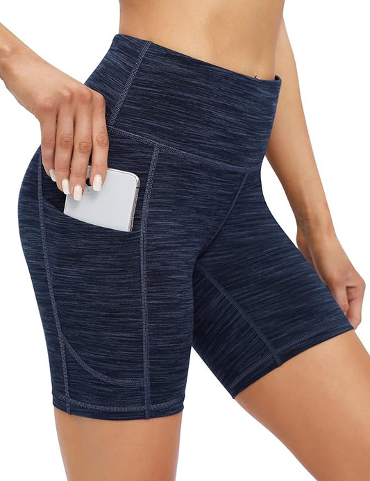 IUGA Biker Shorts Women 6" Tummy Control Workout Shorts Women with Pockets High Waisted Yoga Running Gym Spandex Compression