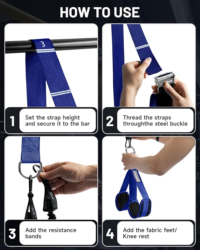MANUEKLEAR Heavy Duty Resistance Bands for Pull Ups, Pull Up Assistance Bands with Scale Tracking Feature, Adjustable Pull Up Assist Band with Five 50-Pound Pull Up Bands and Fabric Feet/Knee Rest