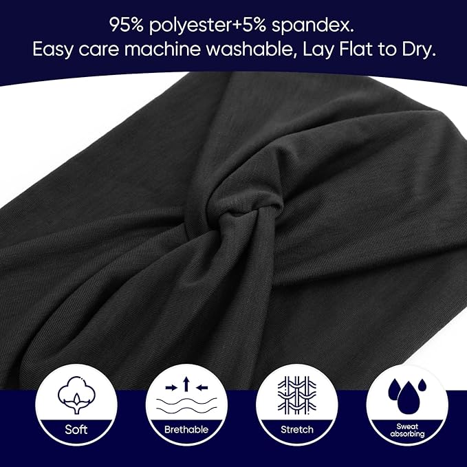 DRESHOW 8 Pcs Wide African Turban Headbands for Women - Vintage Wrap for Sports, Workouts, and Hair Accessories