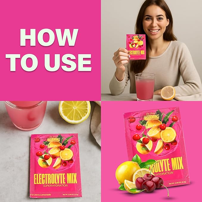 Dr. Price’s Electrolyte Mix | Sugar-Free Hydration Powder with 72+ Trace Minerals | No Sugar, Fast-Dissolving Electrolytes Powder Packets | Cherry Lemonade (30 Packs)