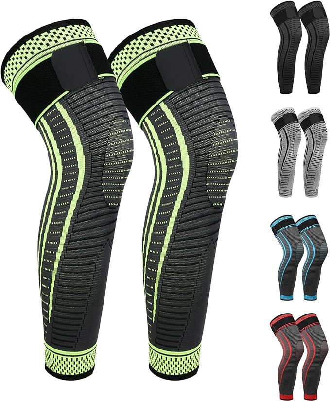 Full Leg Compression Sleeves 2 Pack Long Knee Support for Men and Women for ACJ, Meniscus Tear, Arthritis