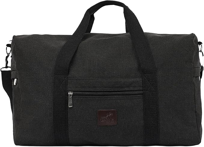 Duffle Bag – Multipurpose Canvas Bag for Travel, Gym, Weekender, Carry On & More – Durable, Spacious, Unisex Overnight Bag for Men & Women – Perfect for Sports, and Everyday Use (Black)