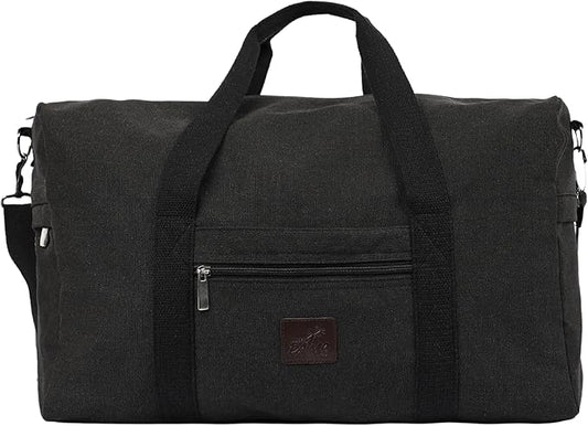 Duffle Bag – Multipurpose Canvas Bag for Travel, Gym, Weekender, Carry On & More – Durable, Spacious, Unisex Overnight Bag for Men & Women – Perfect for Sports, and Everyday Use (Black)