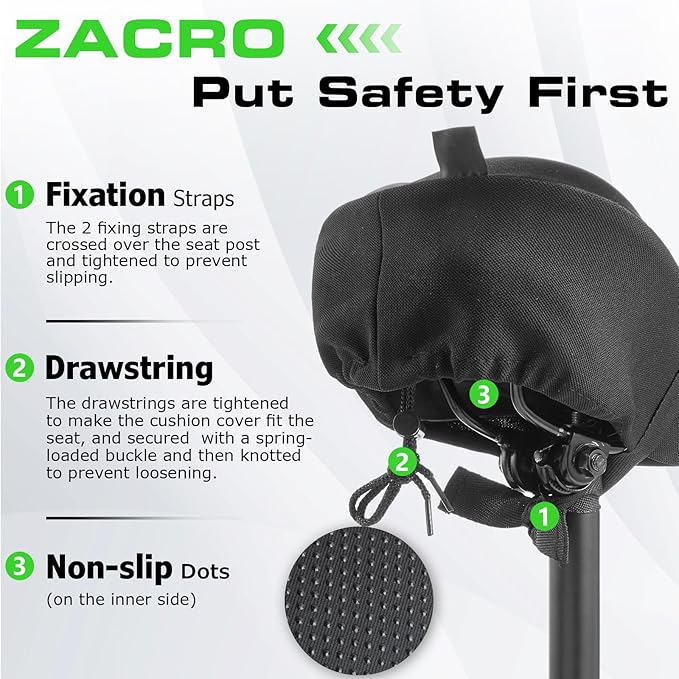 Zacro Bike Seat Cushion - Gel Padded Bike Seat Cover for Men Women Comfort, Extra Soft Exercise Bicycle Seat Compatible with Peloton, Outdoor & Indoor Bike Saddles