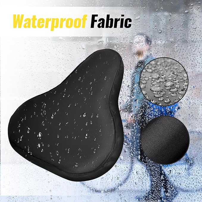 2 Pcs Bike Seat Cover, Waterproof Bicycle Seat Cover Black Rainproof Dustproof Bike Saddle Cushion Covers with Drawstring for Women Men Mountain Road Bicycle