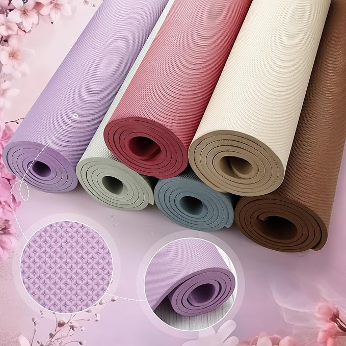 Timgle 6 Pcs 10mm Thick Yoga Mat Bulk, 68 x 24 Inches, Anti-Slip Tear-Resistant Exercise Mat for Adult Fitness, Stretching, Workout and Studio