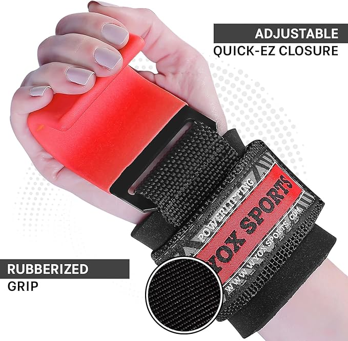 WYOX Weight Lifting Hooks for Men & Women (Pair) – Heavy Duty Wrist Support Straps with Hooks for Deadlifts, Pull Ups, Shrugs – Gym Lifting Straps with Grip Assist for Weightlifting & Strength Training