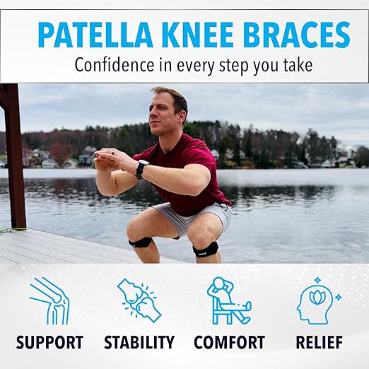 FORTHIQ Knee Brace - Patella Band 2-Pack for Knee, Support, Breathable, Adjustable, and Lightweight, Sport-Compatible, Black