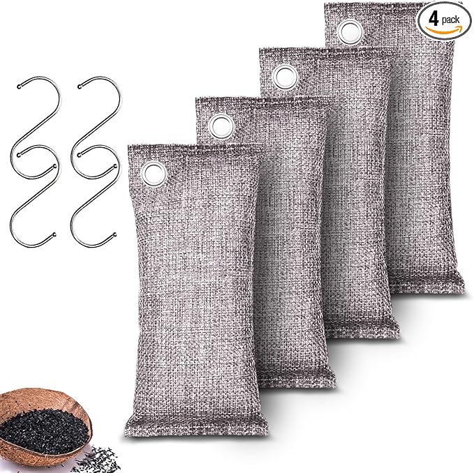 Activated Charcoal Odor Absorber, Odor Eliminator for Strong Odor,Coconut Shell Charcoal Air Purifying Bags for Home Car Closet Pet, Smoke Room Deodorizer