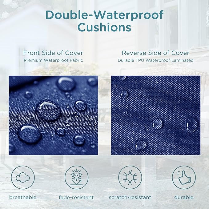 Codi Outdoor Bench Cushion 45 inch, Double Waterproof Patio Furniture Cushions Replacement for Swing, Porch, Couch, 45x18x3'', Navy