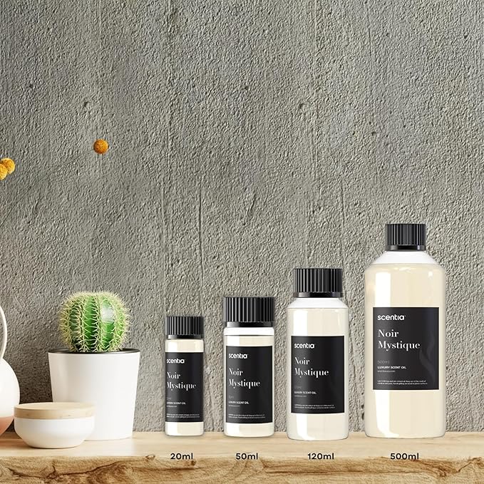 Scentia Noir Mystique – Hotel-Inspired Diffuser Oil, 120ml (0.67 fl oz) | Essential Oil Blend of Rose, Bergamot, Lemon & Musk | Luxury Aroma for Aromatherapy Diffusers & Humidifiers