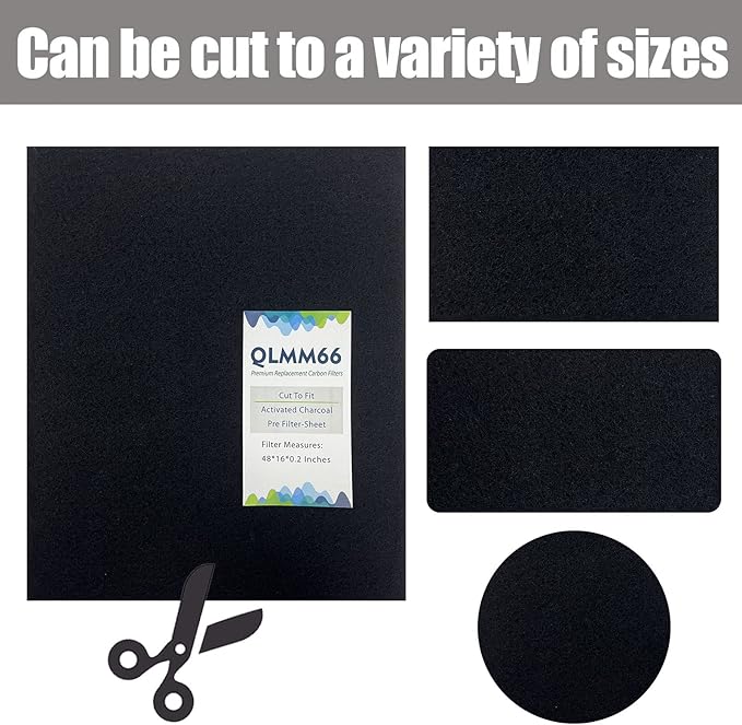 Carbon Fabric Filter - 16" x 48" x 0.2" Activated Charcoal HEPA AC Vent Filter - 1 Pack