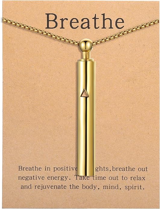 Anxiety Breathe Easy Necklace Mindfulness Breathing Necklace Breathlace Stainless Steel Pendant for Natural Calm & Stress Relief