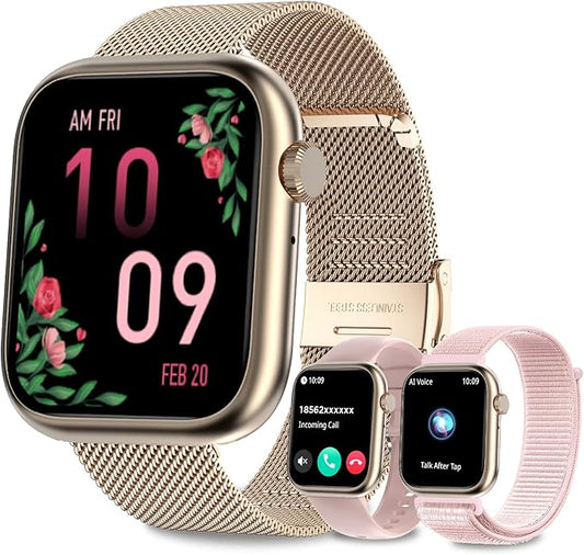 GADIXY Smart Watches for Women Answer/Make Calls,1.83" Ultra-Clear HD,7 Day Battery Life,Fitness Watch with HR/BP/SpO2/Sleep Monitor,120+Sports IP68 Women Smartwatch for Android/iOS,3 Bands,Rosegold