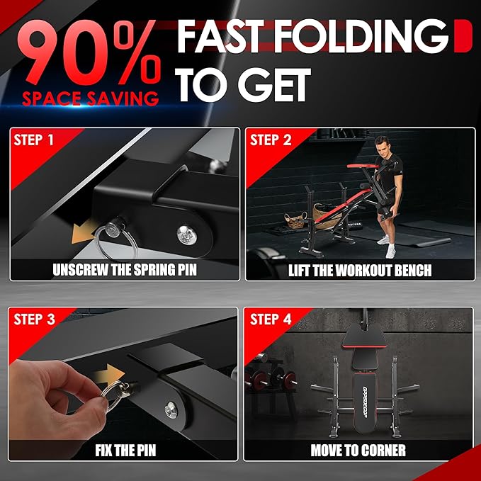 OPPSDECOR 660lbs 6 in 1 Weight Bench Set with Squat Rack Adjustable Workout Bench with Leg Developer Preacher Curl Rack Fitness Strength Training for Home Gym