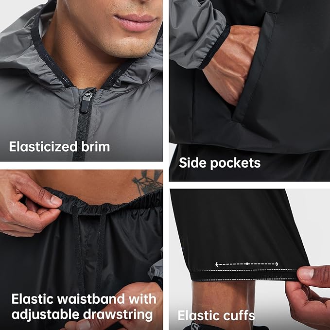 HOTSUIT Sauna Suit for Men Weight Loss Sweat Suits Gym Workout Exercise Sauna Jacket Pant Full Body