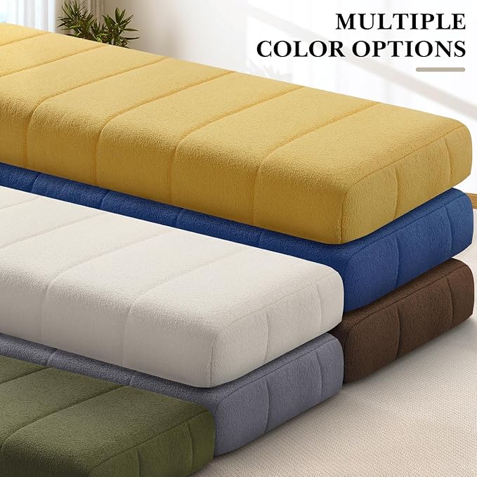 Wenqik Bench Cushion 36x14x4 Inch for Indoor Outdoor Furniture Tufted Thicken Bay Window Seat Cushion Non Slip Waterproof Dining Piano Bench Pad Pillow Anti Cat Scratch for Patio Porch Swing, Beige