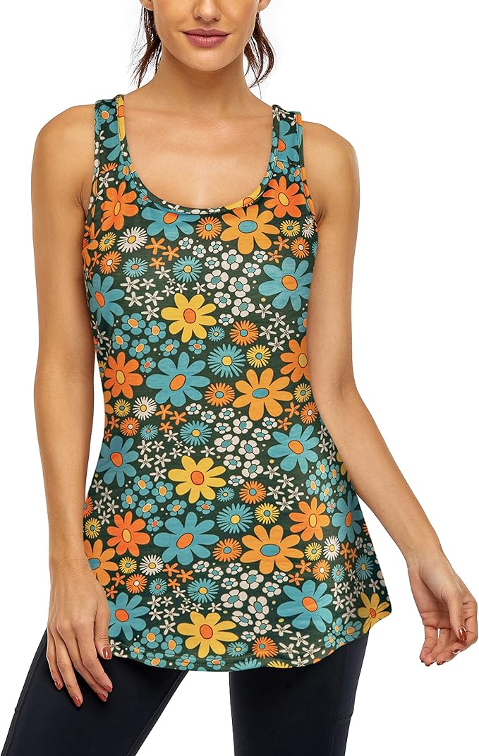 Cestyle Womens Tank Tops with Built in Bras Racerback Yoga Workout Sports Activewear