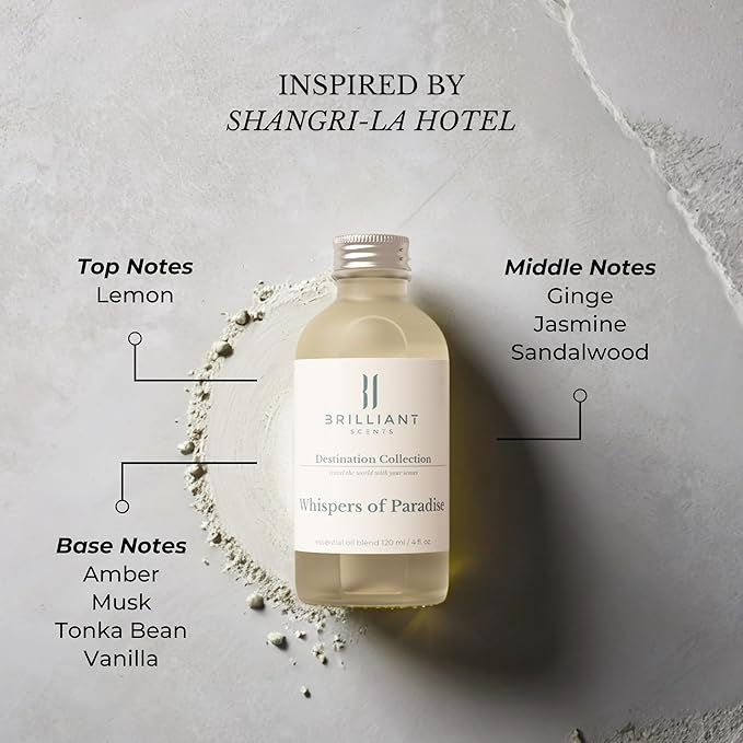 Diffuser Oil Refill, Inspired by Shangri La Hotel, Hotel Series Aroma Scents, Essential Oils Set for Home, Fragrance Oil for Candle Making, Home, 50 ML, Whispers of Paradise