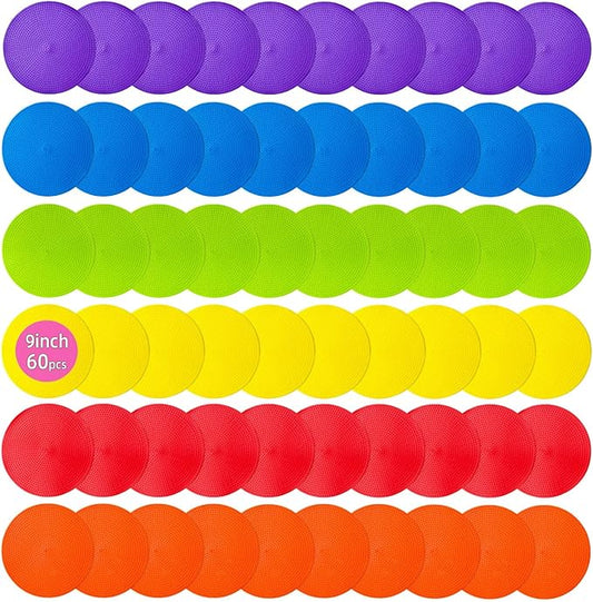 Spot Markers 9 Inch Non Slip Rubber Floor Markers Flat Field Cones Poly Dots for Soccer Basketball Sports Speed Agility Training and Drills