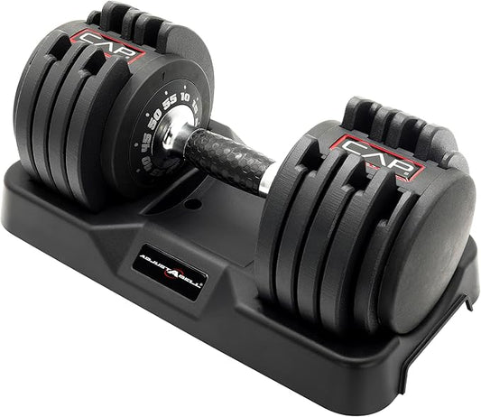 CAP Barbell ADJUSTABELL Adjustable Round Dumbbell Weights - Singles & Pairs | 12.5 lb, 25 lb & 55 lb | Multiple Handle Options