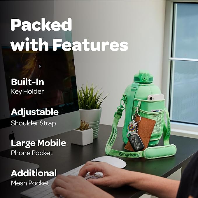 Hydracy Water Bottle with Time Marker -Large BPA Free Water Bottle & No Sweat Sleeve -Leak Proof Gym Bottle with Fruit Infuser Strainer & Times to Drink -Ideal for Fitness Sports & Outdoors