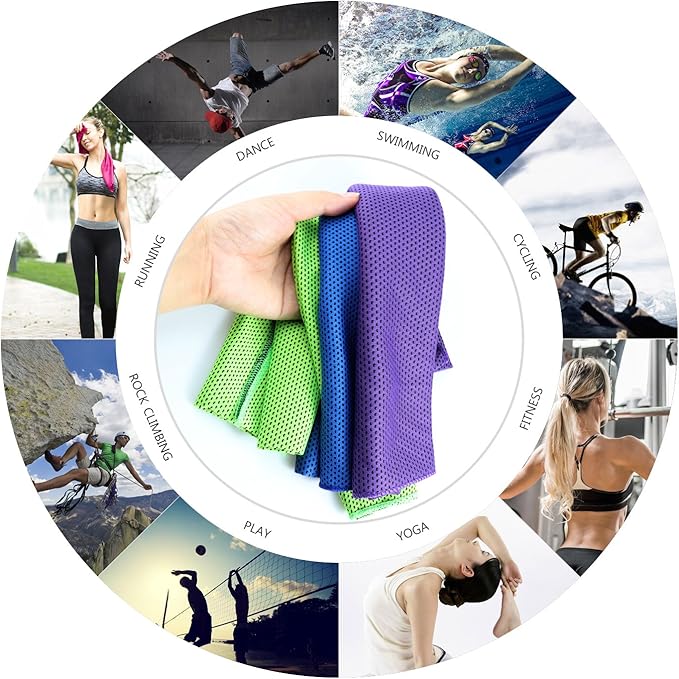 Biange Cooling Towels (40"x 12", Pack of 60) for Neck and Face, Cold Towel for Hot Weather, Sports, Workout, Fitness, Gym, Yoga, Golf, Pilates, Travel, Camping & More