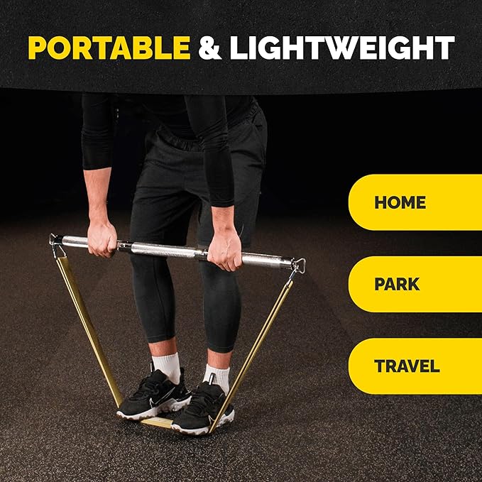 Heavy Duty Steel Resistance Band Bar - Portable Resistance Bar for Resistance Bands - Resistance Bar for Working Out - Dual Cable Machine Bar - Straight Bar Cable Attachment