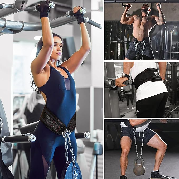 WYOX Dip Belt for Weightlifting – Weight Belt with Chain for Pullups, Gym Lifting Belt for Powerlifting, Squats, Bodybuilding, Heavy Duty Steel, and Workout Belt with Comfortable Neoprene Support
