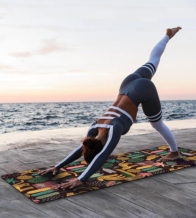 Non Slip Yoga Mat TPE Workout Mat for Men Women, Thick Workout Mat with Carrying Strap, Fitness Mats for Exercise, Yoga, Fitness, Pilates, Floor Workouts (72" x 24" x 6mm)