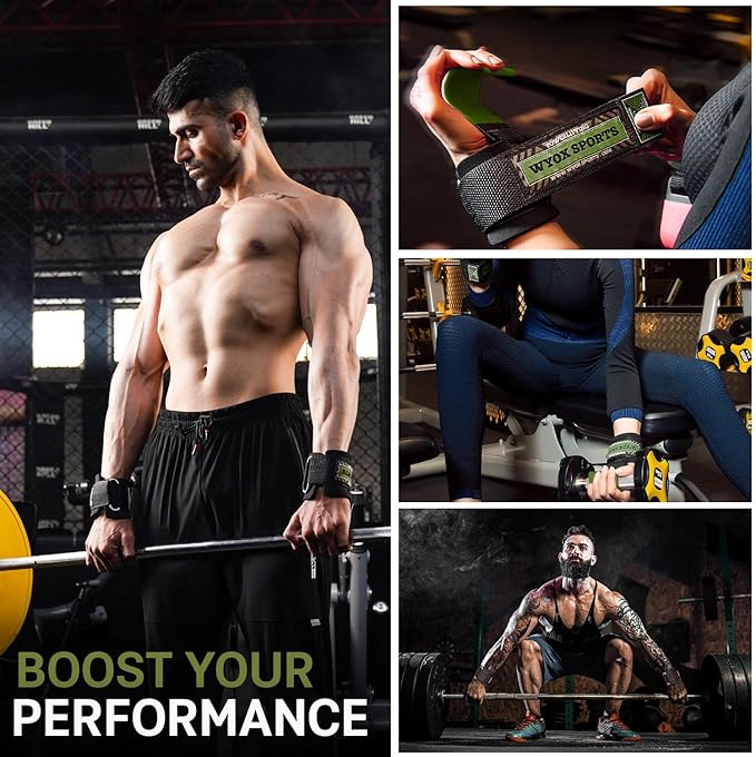 WYOX Weight Lifting Hooks for Men & Women (Pair) – Heavy Duty Wrist Support Straps with Hooks for Deadlifts, Pull Ups, Shrugs – Gym Lifting Straps with Grip Assist for Weightlifting & Strength Training