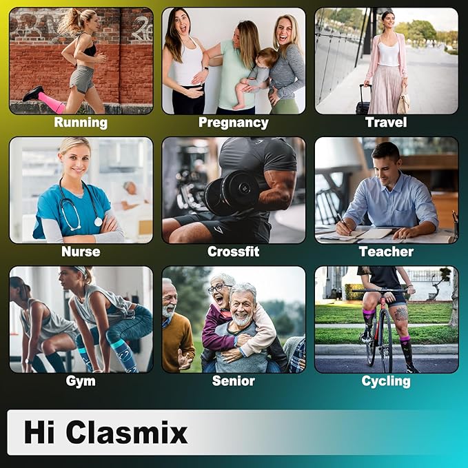 Graduated Compression Socks for Women&Men 20-30mmhg Knee High Socks Travel Hiking Running Stocking