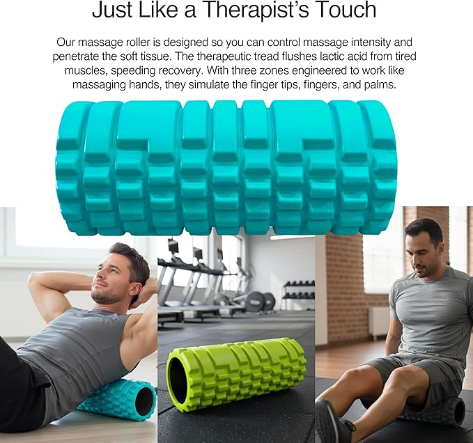 321 STRONG 5 in 1 Foam Roller Set with Hollow Core Deep Tissue Massager, Muscle Roller Stick, Stretching Strap, Spikey Plantar Fasciitis Ball, and Carry Bag, with 4K eBook