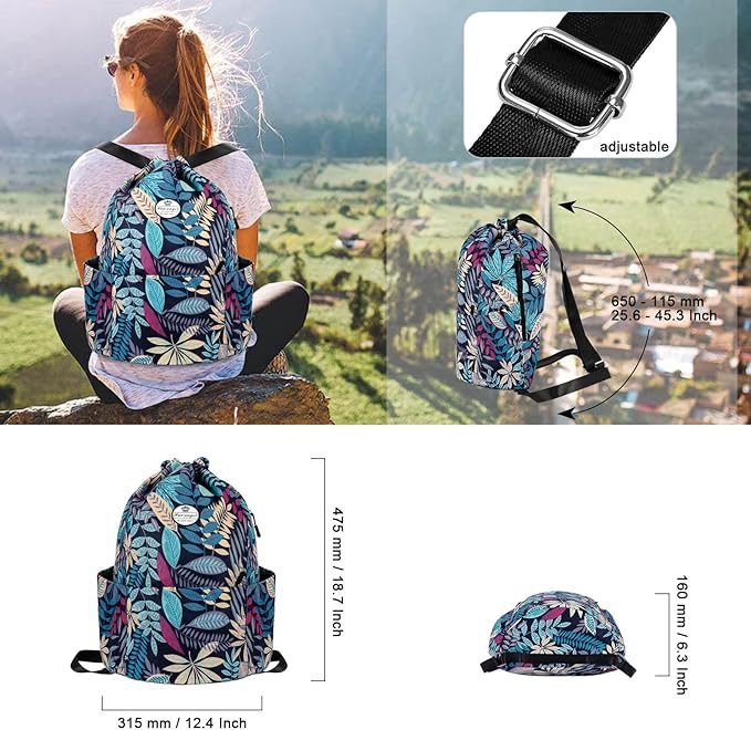 HUA ANGEL Drawstring Backpack Bag, Sport Gym Sackpack Lightweight Small Gym Bag for Men Women Pull String Sport Beach Bag