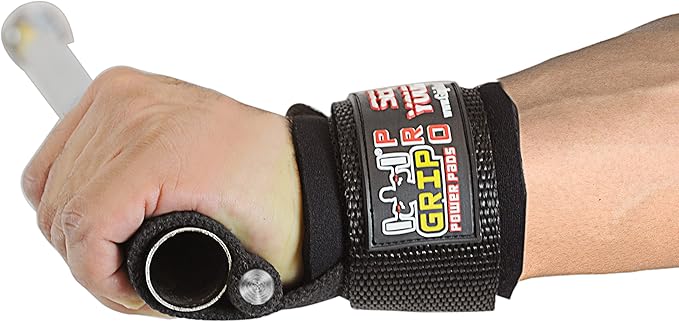 Lifting Dowel Straps Neoprene Padded Wrist Wraps Power Weight Lifting Training Gym Grips Straps Wrist Support Bandage Set of 2 Alternative to Hooks (Black)