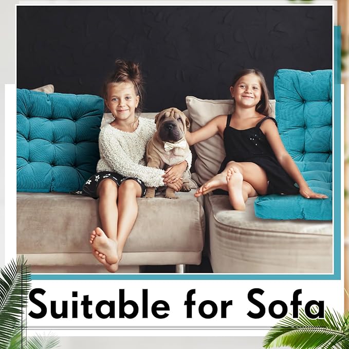 Jerify Floor Pillow Cushions 22 x 22 Inch Round Square Large Meditation Floor Pillow for Classroom Adult Meditation Picnic Party Cushion for Seating Gift Christmas(Square,Blue,4 Pcs)