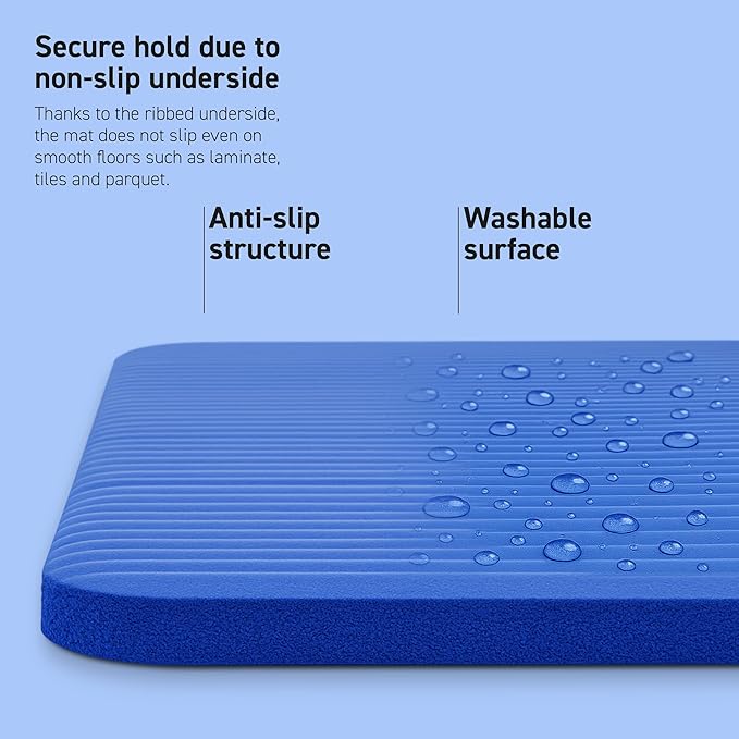 Yoga Mat Premium Non Slip Thick – Extra Comfortable Exercise Mat for Home Workouts, Pilates, Stretching & Gym – Cushioned NBR Foam, Gym Mat with Strap, for Women & Men