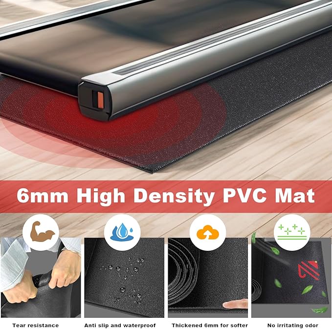BUCKLOS Treadmill Mat Compatible with Stationary Bike & Recumbent Bike - Upgrade Thickness 6mm Non Slip, for Bike Trainer Protect Hardwood Floor Concrete Carpet Exercise Equipment