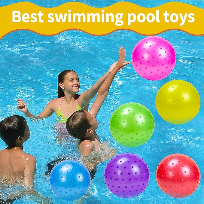 Hymaz 20Pcs Bouncy Balls for Kids Toddlers, 9 Inch Sensory Balls Spiky Massage Stress Ball Bulk with Air Pump, Indoor Outdoor Adult Sports Sensory Toys & Kids Fun Beach Party Favors