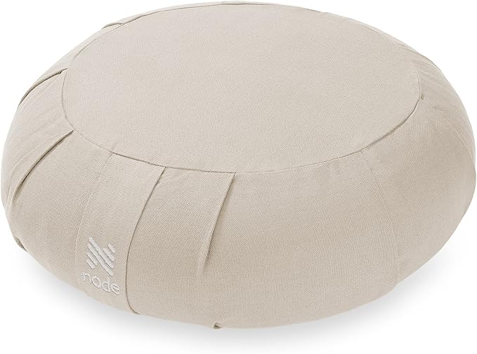 Zafu Meditation Cushion, 15" Round Buckwheat Yoga Pillow with Organic Cotton Cover