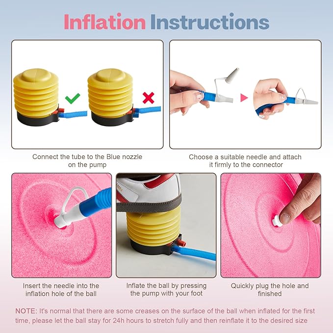 Exercise Ball, Extra Thick Yoga Ball for Workout Pregnancy Stability, 4 Sizes Anti-Burst Balance Ball with Foot Pump - Heavy Duty Fitness Ball Chair for Office, Home & Gym