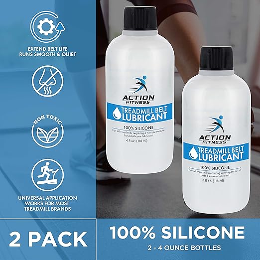 100% Silicone Treadmill Lubricant for Belt Maintenance (2 Pack) - 4oz Bottles, Dual Applicators for Easy Lube Application - Extends Life, Smooths Operation
