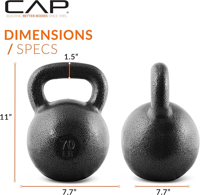 CAP Barbell Black Cast Iron Kettlebell Single or Set | 10-80 Lbs