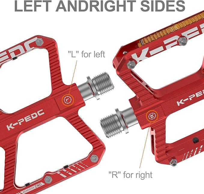 Mountain Bike Pedals MTB Pedals,Bicycle Pedals with Reflectors,Aluminum 9/16" 3 Sealed Bearing Lightweight Platform for Mountain Bike, BMX, Road Bike Pedals