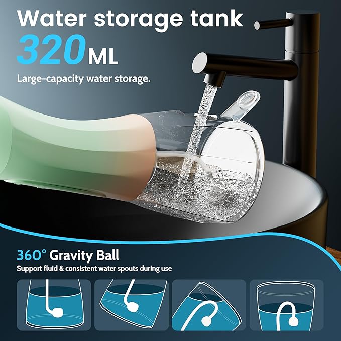 Water Flossers for Teeth, Electric Floss for Adults & Kids, Water Dental Picks, Cleaning and Flossing, Portable Flossers for Travel Size, Gums, Dental Care with Travel Bag, Waterproof - Green/Pink