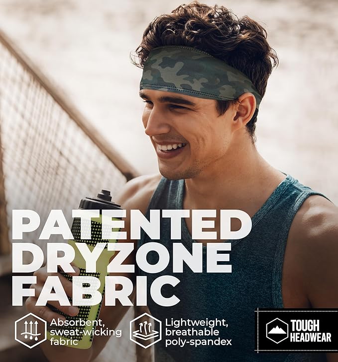 Tough Headwear Sport Headbands for Men - Workout Headbands for Women - Running Headband -Tennis Athletic Sweatband