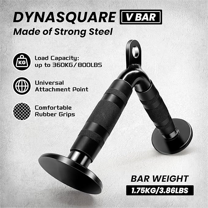 Cable Attachments for Home Gym, Made of Heavy Duty Solid Steel, LAT Pulldown Attachment, Weight Machine Accessories, Straight Pull Down Bar, Tricep Rope, Exercise & Double D Handle