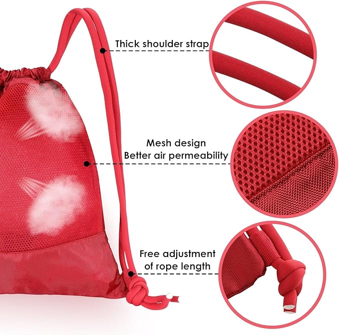 GAENMESH Drawstring Backpack Bag for Sports Lightweight Foldable Gym Bag with Sturdy Draw Cord Shoulder Strap Hiking Travel Camping