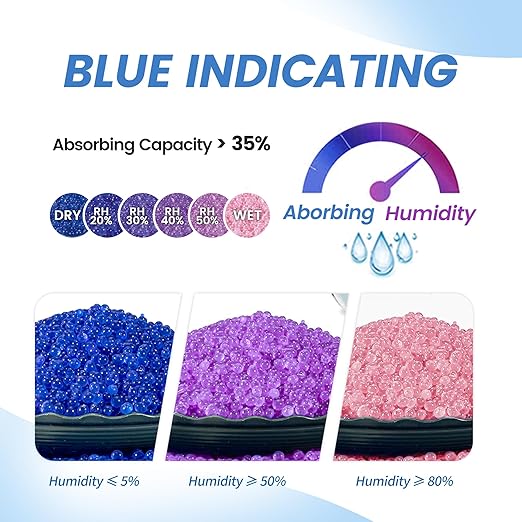 200g Reusable Silica Gel Desiccant, Color Indicating Rechargeable Desiccant Packs for Storage, Moisture Absorbers for Storage, Gun Safes, Suitcases, 3D Filaments, Electronics, Car[3 Pack]