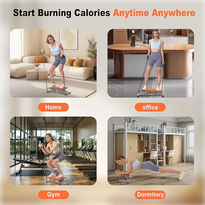 Ski Balancing Machine & Balance Board Trainer - Heavy-Duty 300LB Capacity Wobble Board with Resistance Bands & LCD Display for Cardio, Core and Full-Body Workouts